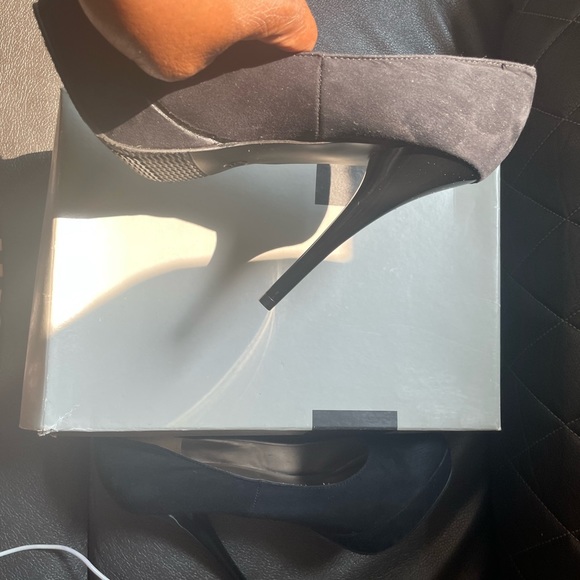 Target brand faux black suede platform heels. Size9 1/2. - Picture 3 of 4